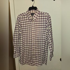 Stafford Men's Purple and White Checkered Shirt Size 32-33